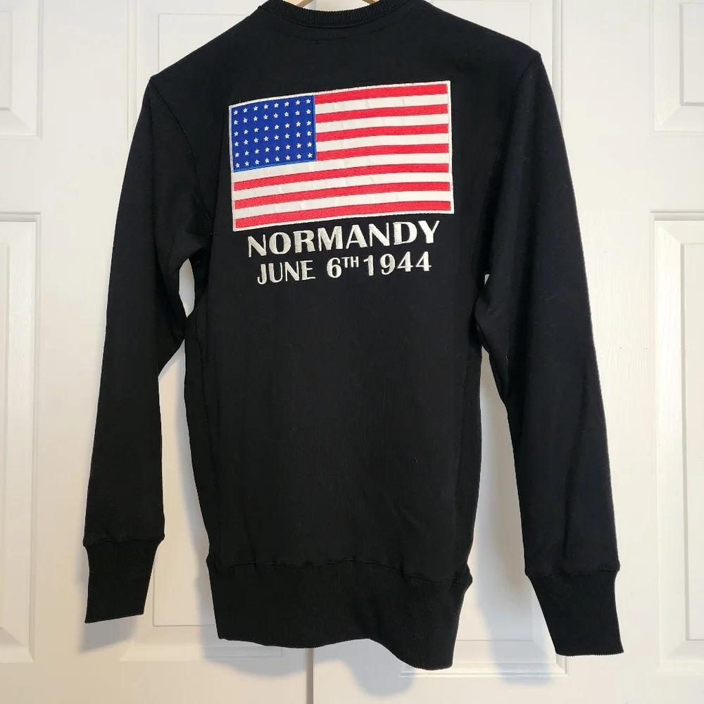 Normandy Day June 6th 1944 Black Crew Neck Pullover Ribbed Side NWOT Size M